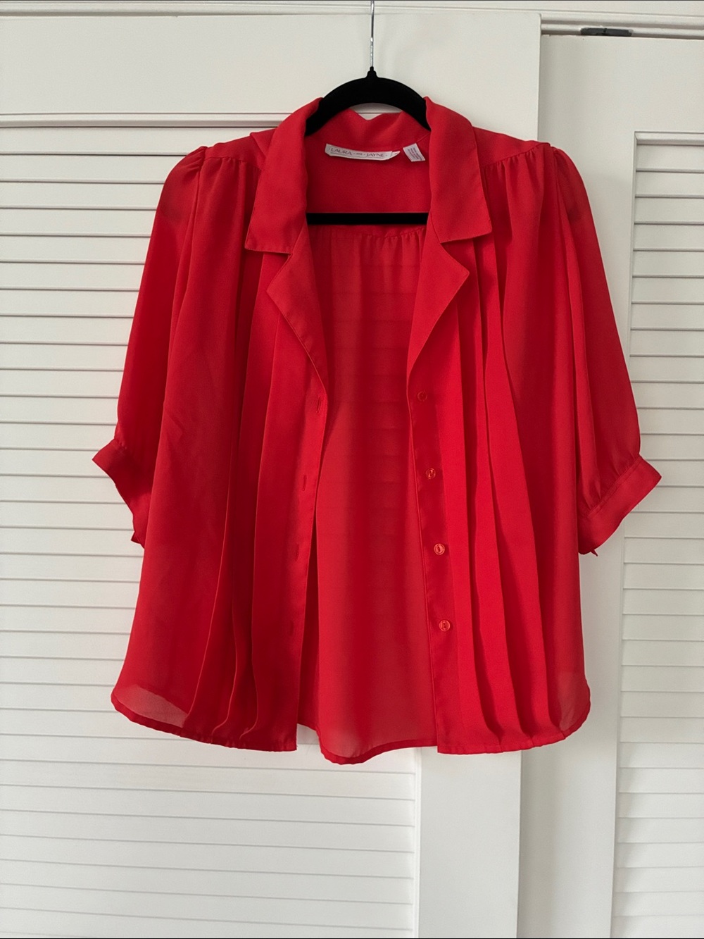 Orange Sheer Button-Front Women's Blouse